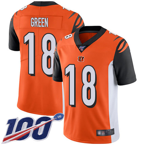 Cincinnati Bengals Limited Orange Men A J Green Alternate Jersey NFL Footballl 18 100th Season Vapor Untouchable